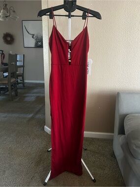 J for Justify Deep Red Spaghetti-Strap Maxi Dress